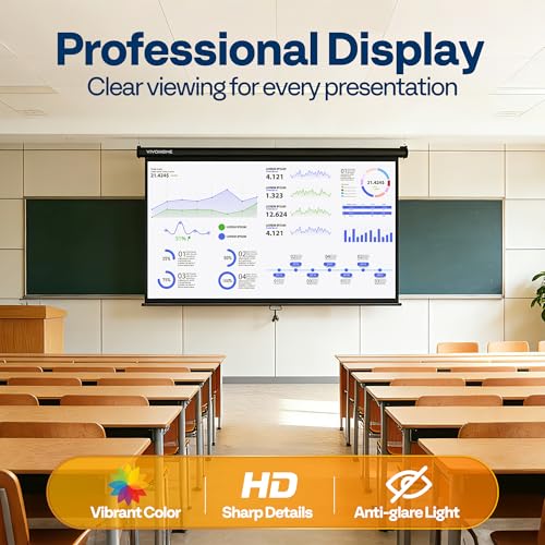 Image of VIVOHOME 80 Inch 16:9 Pull Down Projector Screen, Black | Manual Retractable 4K Projection Screen for Home Theater, Roll Up ALR Movie Screen for Ceiling and Wall Mount
