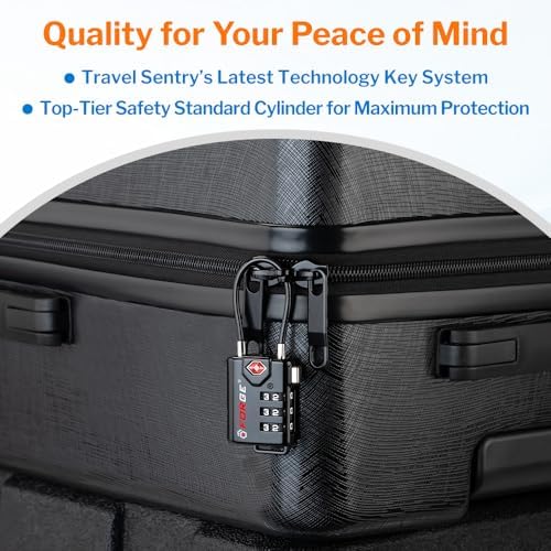 TSA Approved Cable Luggage Locks, Re-settable Combination with Alloy Body, Black 2 Locks. - 5
