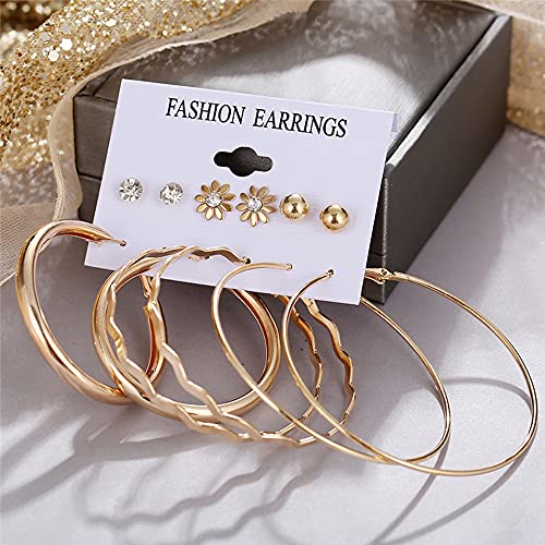 Image of Shining Diva Fashion Stylish Combo Design 6 Pairs Metal Earrings for Women and Girls (F12787er)