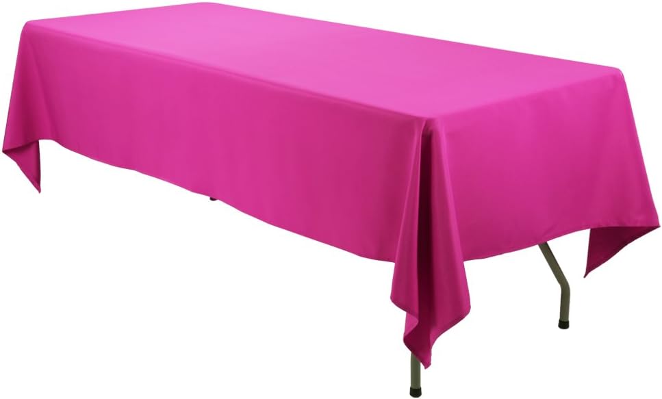 E-TEX Rectangle Tablecloth - 60 x 102 Inch - Fuchsia Rectangular Table Cloth for 6 Foot Table in Washable Polyester
