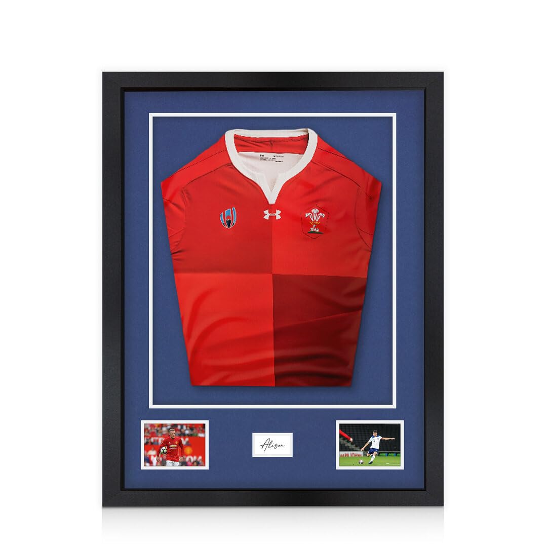 Alison Kingsgate 77.5×58.5CM Football Shirt Frame-3D Deep Box Sports, Photo Display with Crimson Mount 42.5×49CM Shirt Window, Two 3.5×5” Photos & 4.5×7.5CM Name Plate-DIY Kit-Matte Black — image 1