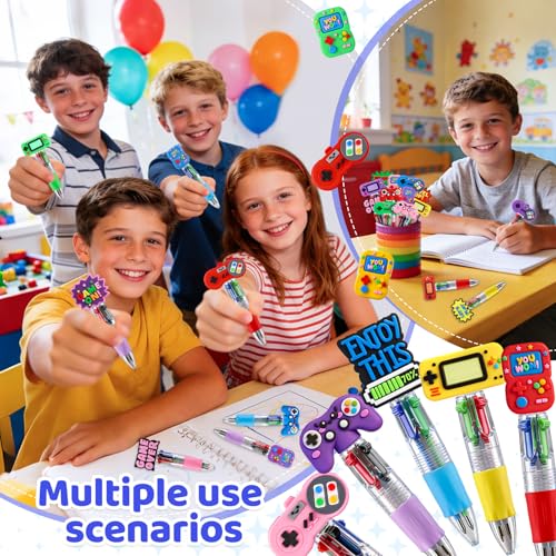 Image of CZWZ 30Pcs Mini Multicolor Pens in One 4-in-1 Cute Pens Bulk for Kids, Ballpoint Pen for Birthdays and Children's Parties, Fun Gifts Assorted Ink Kawaii Pen(Vedio Game)
