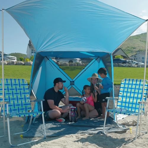 Night Cat Pop-up Beach Tent: 3 4 Persons Beach Shelter with Canopy and Footprint, UPF 50+ UV Protection Backyard Camping Outdoor Canopy Poles Not Included - image 2