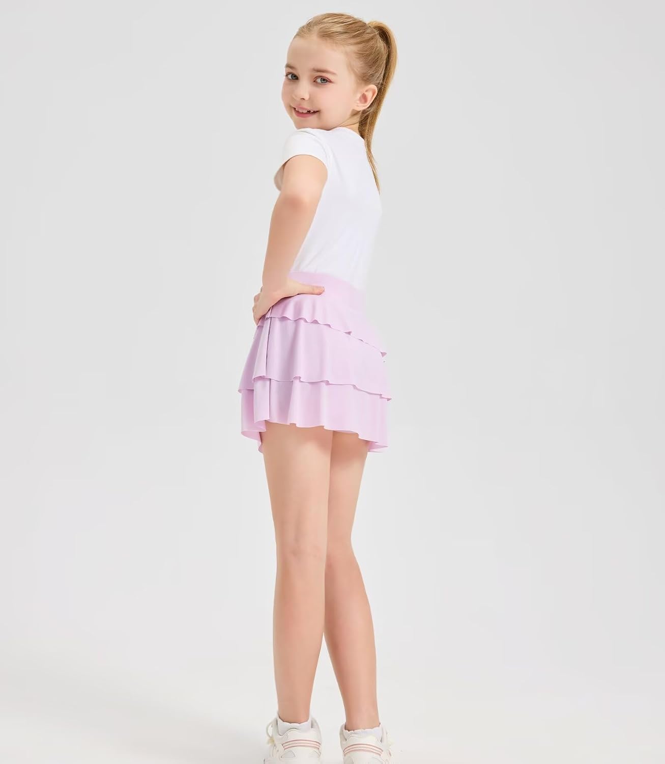 Girls 2 in 1 Athletic Skort Soft Breathable Tennis Skirt with Built-in Shorts & Pocket, Sports for School