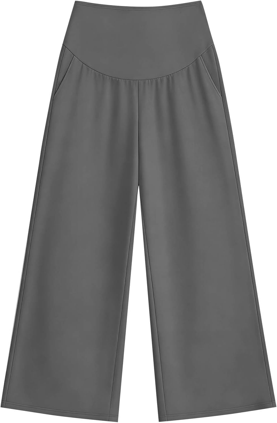 Oplxuo Womens Maternity Wide Leg Pants High Waist Over The Belly Casual Pants with Pockets, Comfortable Work & Pregnancy Wear