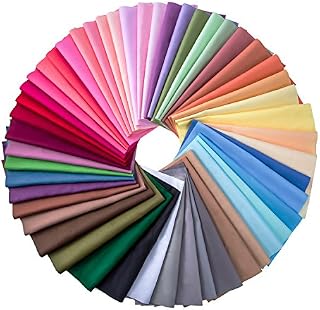 50 Pieces Multi-Colors Fabric Patchwork Cotton Mixed Squares Bundle Sewing Quilting Craft, 50 Colors (20 x 20 cm)