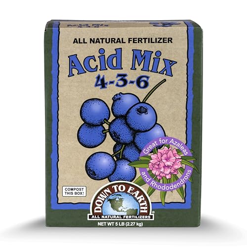 Down To Earth All Natural Fertilizers Organic Acid Mix - Plant Food for Blueberries, Raspberries, Azaleas and Rhododendrons 4-3-6, 5 lb