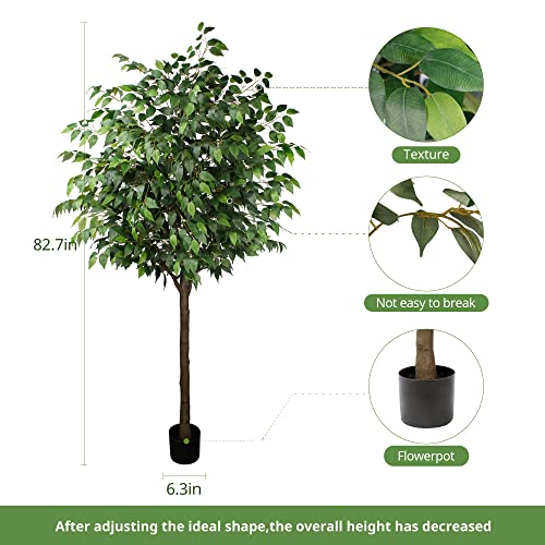 Yepdin Artificia Ficus Tree 7Ft Tall Silk Ficus Tree With Plastic Pot For Office And Home Decor,Decorative Artificial Plant For Indoors And Outdoors,Fake Ficus Lyrata Plant All Year Round Decoration #TOP5