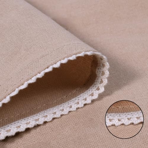 Image of The Home Talk Lace Table Napkins -Cotton Linen Blend Dinner Cloth Napkins for Parties,Dinners, Weddings, Cocktail&Christmas Decor|Soft,Reusable&Machine Washable|18 x 18 Inches (12, Linen)
