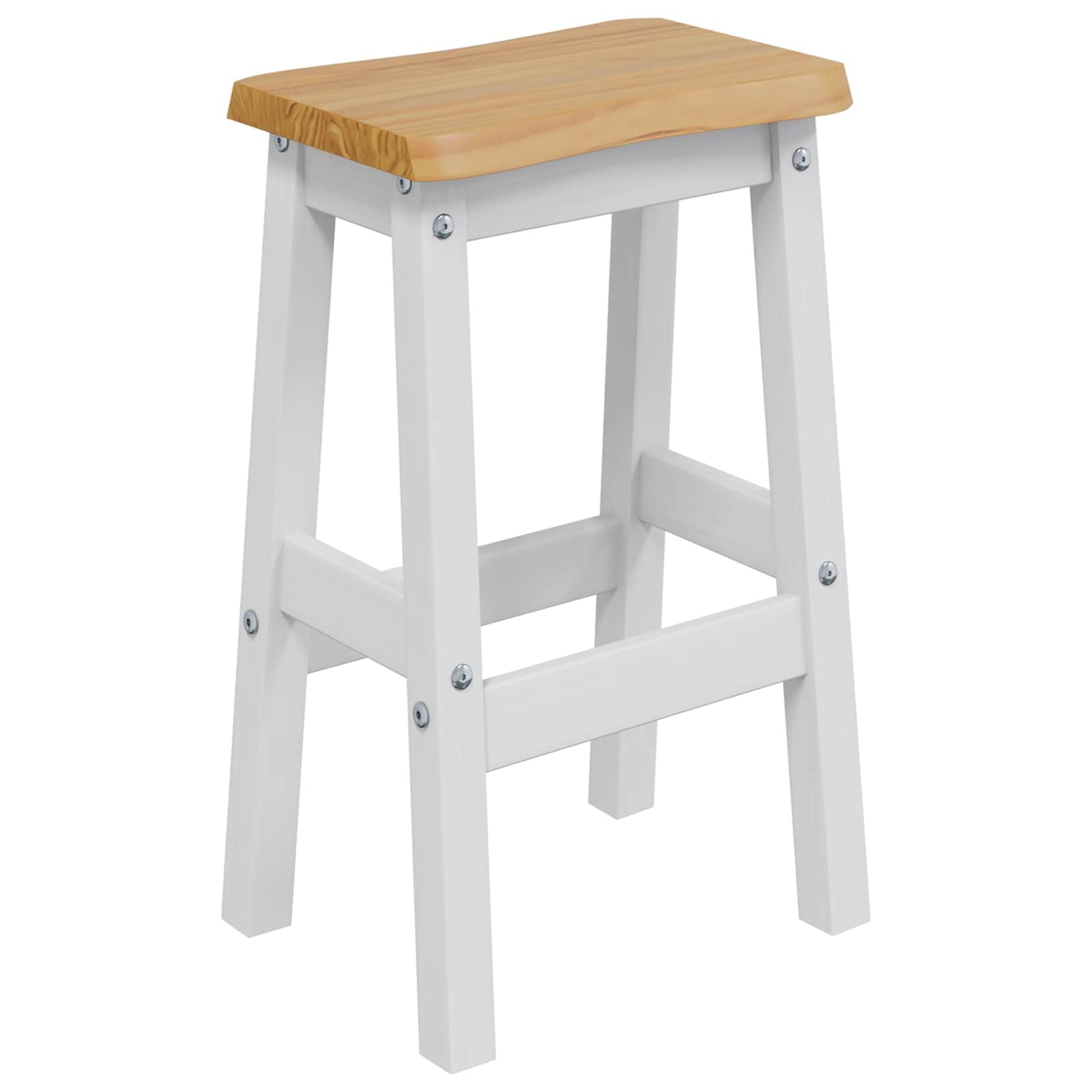 Stołek barowy z litego drewna sosnowego 2 sztuki biały 40 x 29 x 63