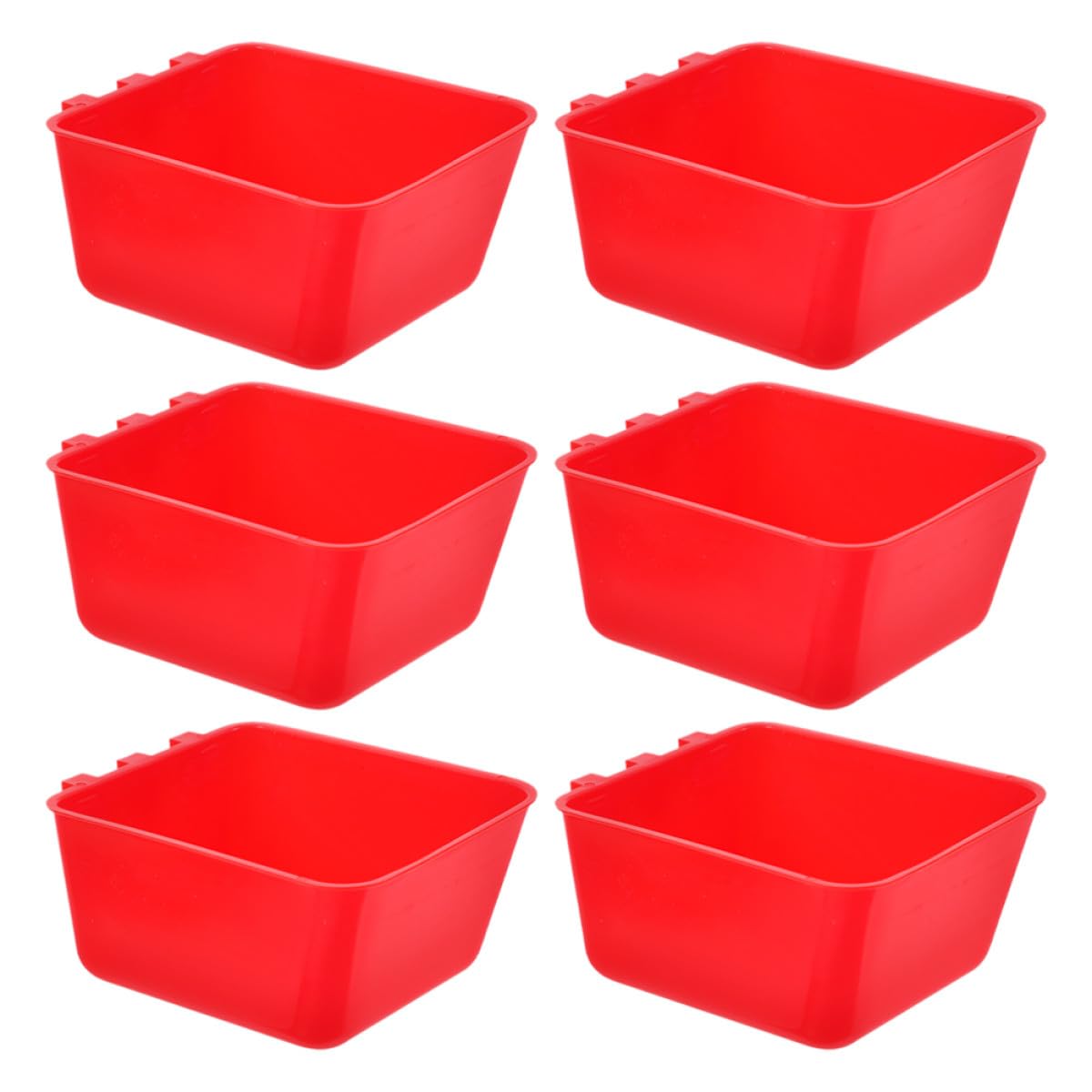 Cuencos de agua de perro para jaula comederos colgantes para pájaros y conejos de PE rojo x6