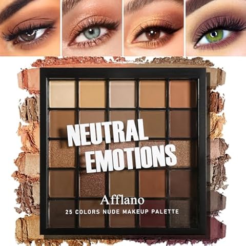 Nude Neutral Eyeshadow Palette, 25 Color Matte Shimmer Brown Gold Eye Shadow Palette, Pigment Naked Smokey Natural Eyeshadow Palette for Brown Eyes, Long Lasting Blendable Hypoallergenic Makeup Pallet Cover