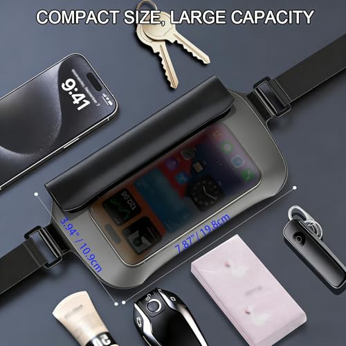 Bolsa impermeable de cintura y bolsa seca – bolsa flotante para cintura con correa ajustable, diseño de triple sellado, para teléfono, pasaporte, billetera y llaves para playa, natación, kayak, bote y viaje miniatura 2