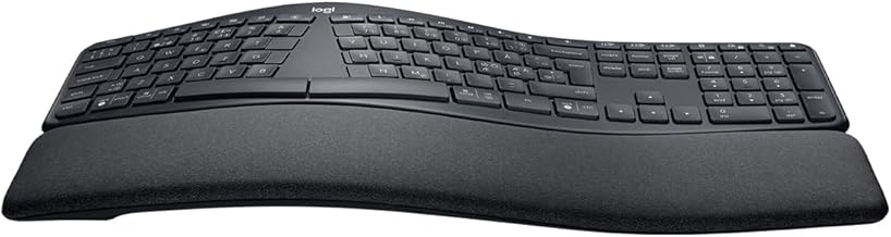 Logitech Ergo K860 Wireless Ergonomic Keyboard - Bluetooth and USB Connection, Split Keyboard, Wrist Rest, for Windows/Mac, Scandinavian QWERTY Layout - Black 【Bulk - Without Packaging】