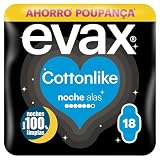 Evax Cottonlike Noche Compresas Con Alas, 100% Limpia y 0% Olor