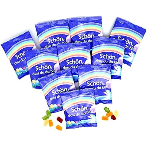 Lucky Treats - Schön, dass du da bist Fruchtgummi Gummibärchen Süßigkeiten Päckchen lila Einhorn - Gastgeschenke Give Aways Geburtstag Hochzeit Taufe Cover