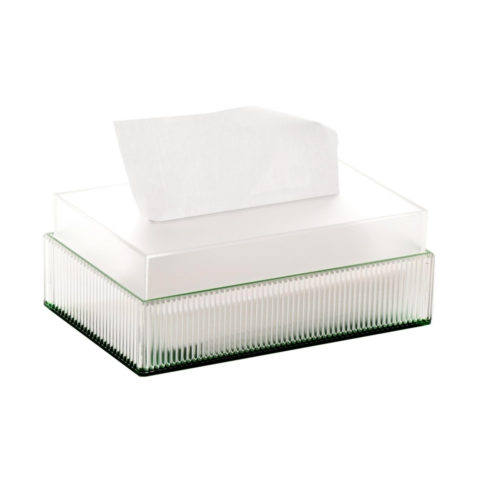 Tissue Light Luxury Desktop Acrylic Tissue Box Semi-corrugated Napkin Facial Dispenser For Home Restaurant Hotel(Green,Small)