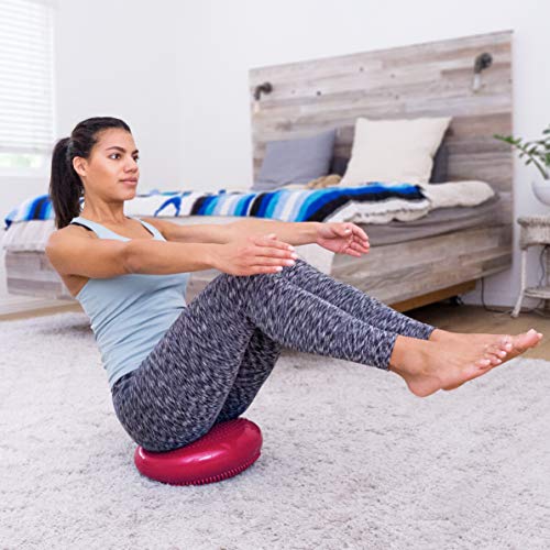 Image of ProsourceFit Core Balance Disc Trainer, 14 inch Diameter with Pump for Fitness, Balance Training, or Seating; Wobble Board for Core Stability; Flexible Floor Cushions