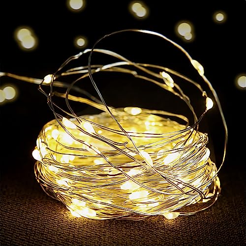 Fairy Lights Battery Operated 1 Pack 16FT 50 Led Mini Battery Powered String Lights Twinkle Lights Mason Jar Lights Waterproof Firefly Lights DIY Party，Wedding，Christmas，Decoration（Warm White）