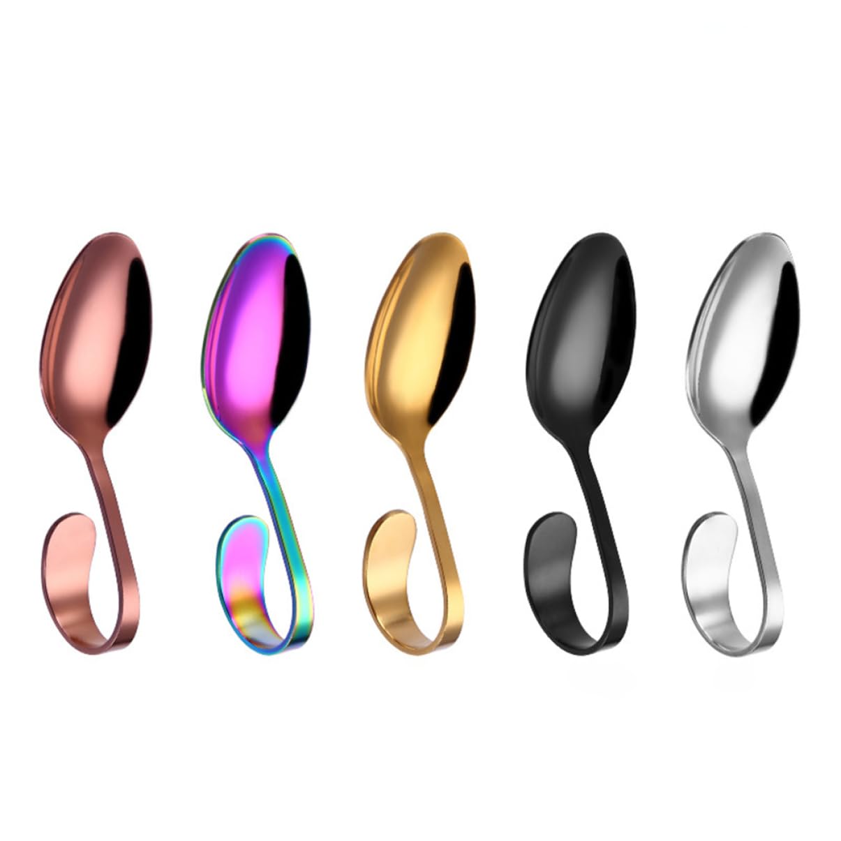 BEBEMOKO Small Curved Spoon for Buffet Basting Spoon Silverware Set Kitchen Tableware