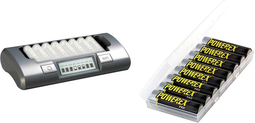Powerex 8-Cell Smart Charger for AA / AAA NiMH / NiCD MH-C800S & NiMH AA Batteries 1.2V 8pk MH-8AAPRO-BH Rechargeable