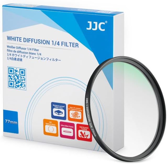 JJC 82 mm biały dyfuzor 1/4 filtr miękki dyfuzor świecący filtr obiektywu, mgiełka senny efekt kinowy filtr aparatu do fotografii portretowej/otoczenia/wideo/vloga