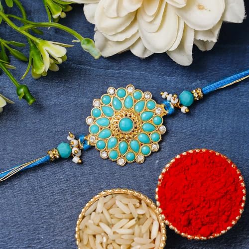 Image of eCraftIndia Golden Red Religious Shrinathji Rakhi for Brother | Raksha Bandhan Rakhi for Bhai Bhaiya
