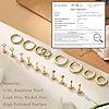 CASSIECA 9 Pairs Gold Earrings for Women, 316L Surgical Steel Earring Set 14K Gold Hoops Earrings Cubic Zirconia Round Stud Earrings Hypoallergenic Cartilage Huggie Hoop Tragus Piercing Jewellery #4