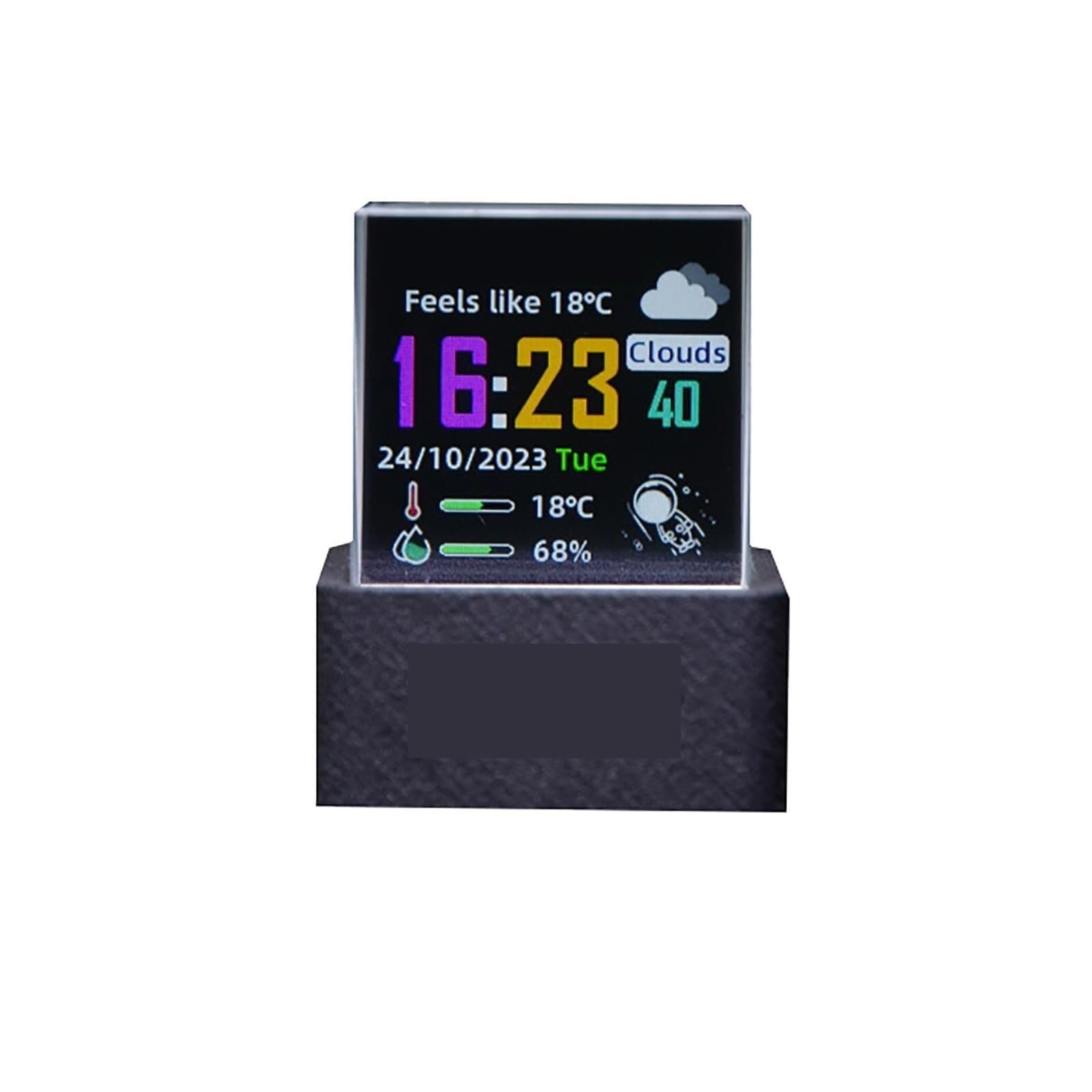 Wecker, Mini-Echtzeit-Transparente WiFi-Wetteruhr, Kreatives Geschenk, Desktop-Display,für Schwerschläfer(White)