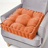 Cojines elevados de algodón grueso de 10 cm, almohadillas cuadradas para sofá, hogar, coche y oficina, cómodo soporte para interiores y exteriores (45 x 45 cm, naranja)