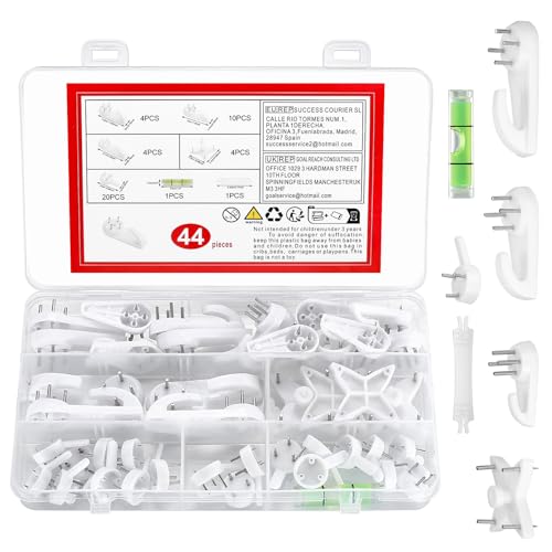 44 Piezas Colgar Cuadros sin Agujeros, Cuelga Cuadros sin Clavos Pared sin Taladro, Ganchos de Pared, Ganchos para Colgar Cuadros sin Taladrar para Paredes de Yeso, Marcos de Fotos