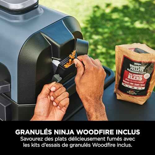 Ninja Woodfire Pro Connect XL Barbecue Électrique & Fumoir avec Contrôle d'Application, 2 Sondes, Grille, Housse, Revêtements & Brosse, Grill & Friteuse sans huile 7-en-1, Bleu & Noir OG901EUAMZ - 17