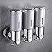 prosfalt 3 in1 Chamber Wall Mounted Bathroom Shower Pump Dispenser and Organizer-Holds Shampoo, Soap, Conditioner, Shower Gel, for Bathroom Kitchen Hotel (Silver)