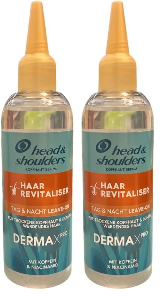 Head & Shoulders DermaXPro Haar Revitalisierer Serum 145ml mit Koffein und Ceramide-Komplex, Verdichtet Sofort die Haarfasern und Verbessert die Haarerhaltung, Leichtes Gefühl (Packung mit 2)