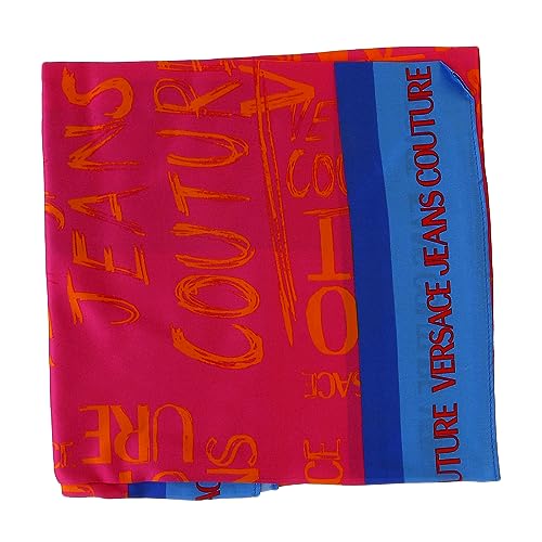VERSACE JEANS COUTURE Hot Pink/Blue Signature Graffiti Print Medium Square Scarf2