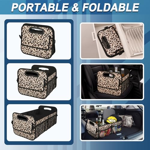 Image of Deosk Trunk Organizer and Storage with Reinforced Handles,Car Accessories for Women /Men 50L Waterproof Polyester Trunk Organzier for Car /SUV /Minivan /Truck(Medium,Leopard print)