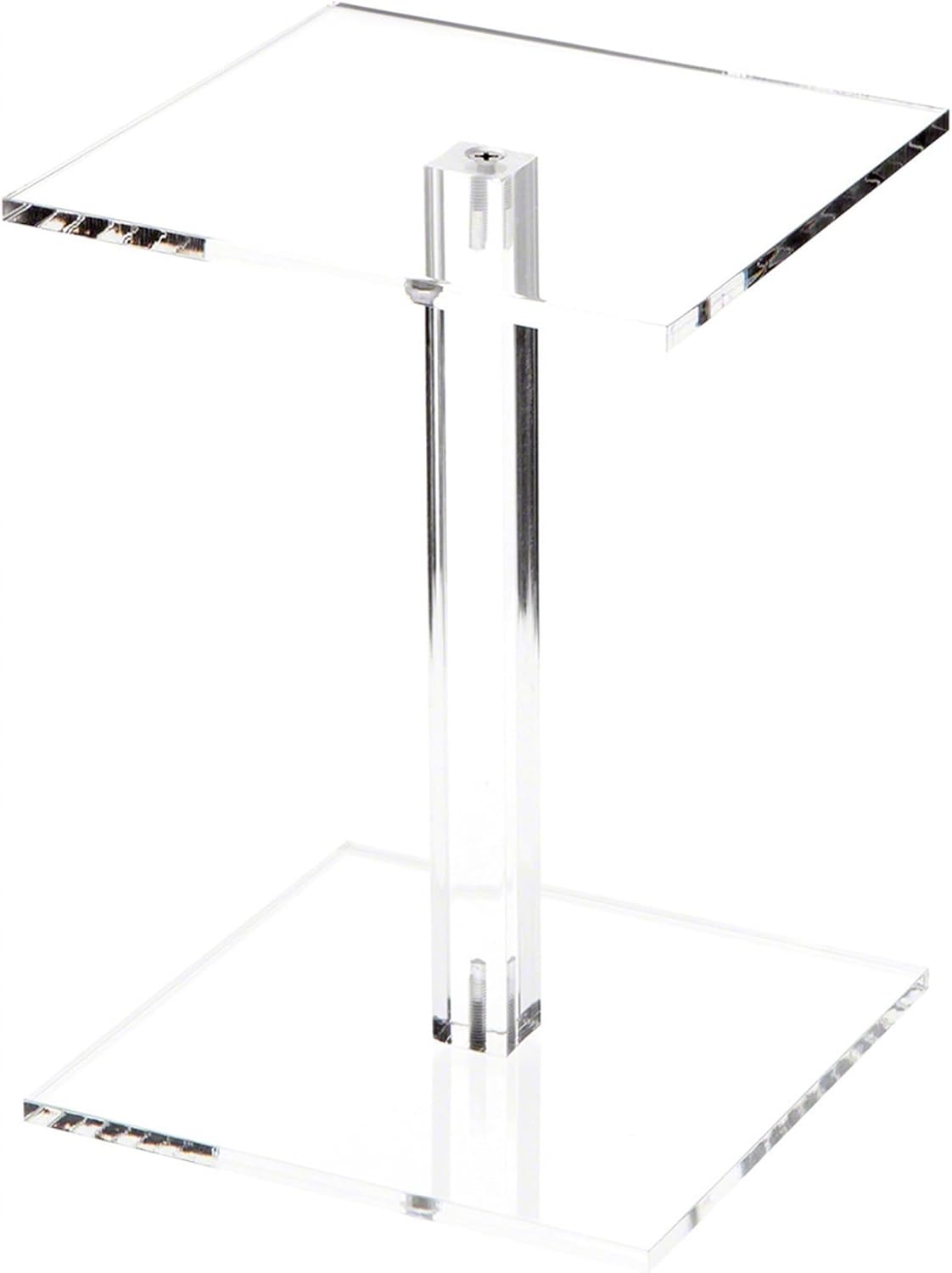 Plymor Clear Acrylic Square Barbell Pedestal Display Riser, 8.5" H x 6" W x 6" D (1/4" thick)