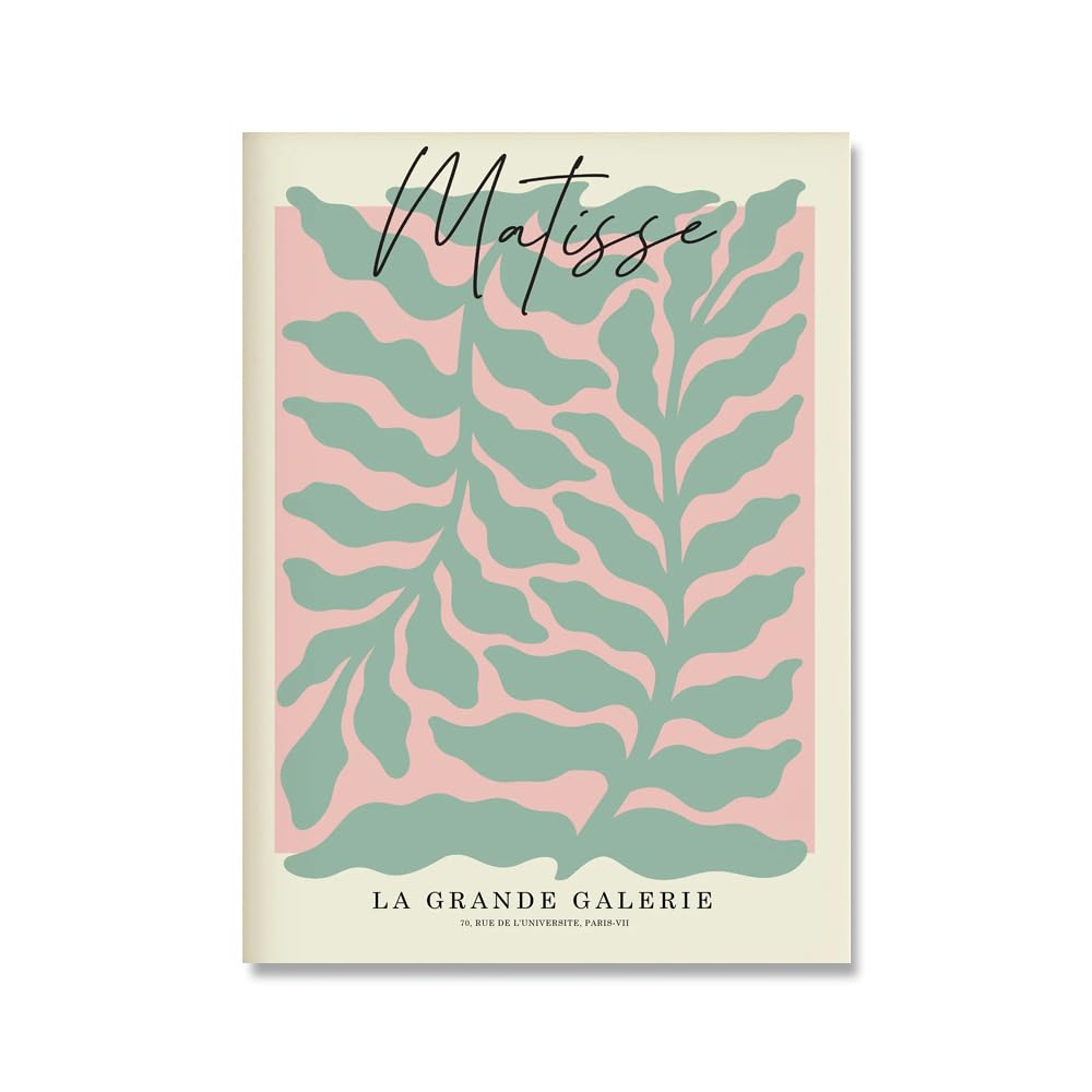 QSDTGHUIKP Henri Matisse Poster Colorful Flowers Leaves Canvas Painting Henri Matisse Prints Exhibition Wall Art for Home Picture Decor 16x24in Frameless