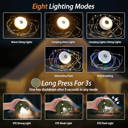 Guirnalda de luces de camping portátil 4 en 1 impermeable para senderismo 2