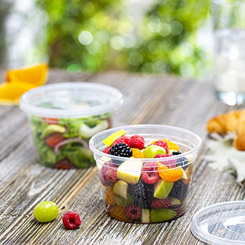 Elegant Disposables 16 Oz - 24 Sets Plastic Deli Food Storage Containers With Airtight Flexible Lids Microwavable, Leak Free, Washable, Freezer Safe. #TOP2