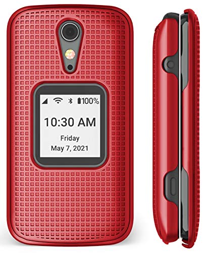 Case For Jitterbug Flip2, Nakedcellphone [Red] Protective Snap-On Hard Shell Cover [Grid Texture] For Jitterbug Flip 2 Phone (Aka Lively Flip) (4053Sj7) #TOP7