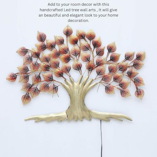Image of Metal Tree Wall Art Wall Hanging Multicolour Wall Decor Perfect for Living Room, Home, Bedroom Office, Hotel (Without LED)