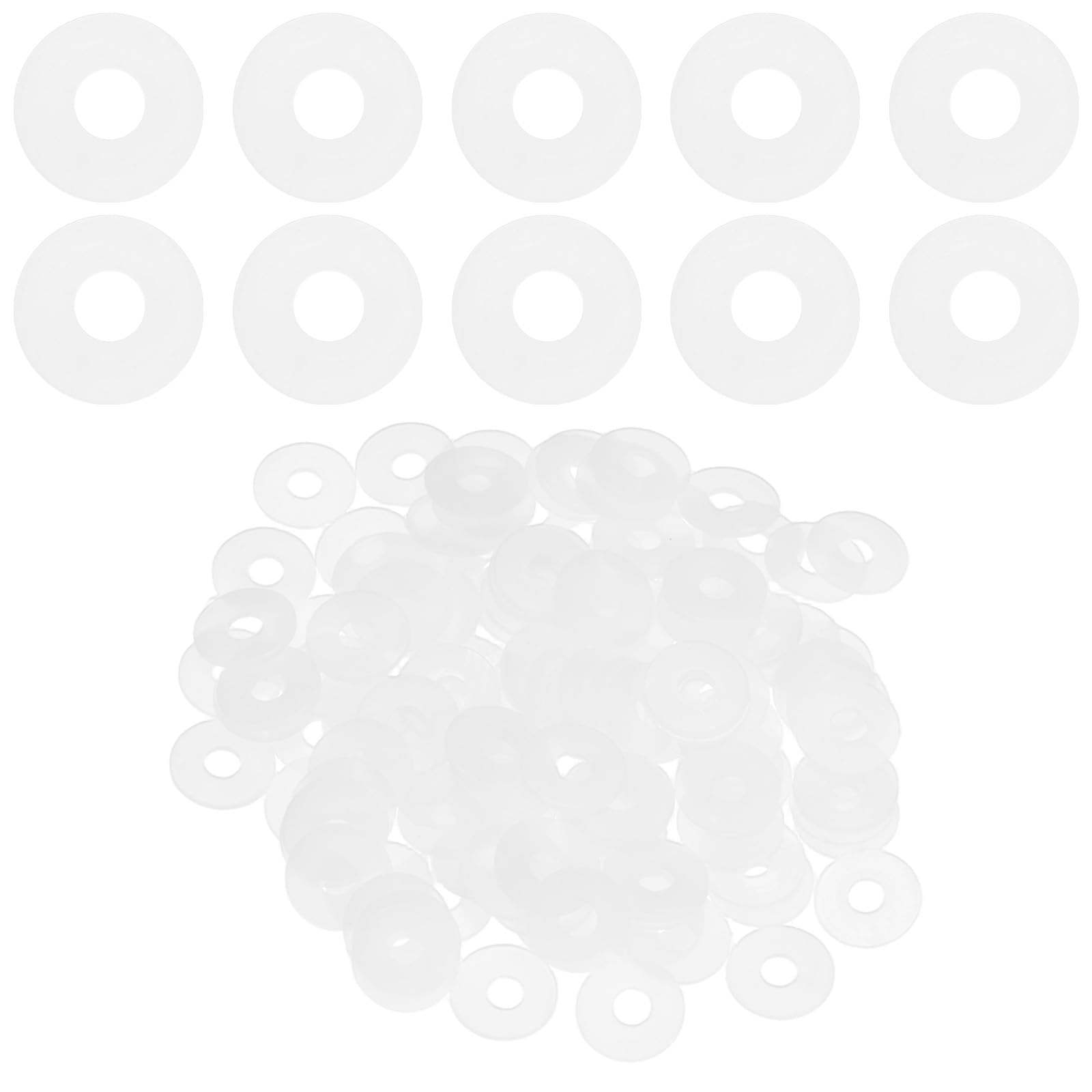 M METERXITY 120-Pack M4 Nylon Flat Washers 4mm ID 12mm OD 1mm Thick Round Plastic Plain Washer Fastener Sealing Spacer Gasket Ring for Household/Commercial [White] — image 1
