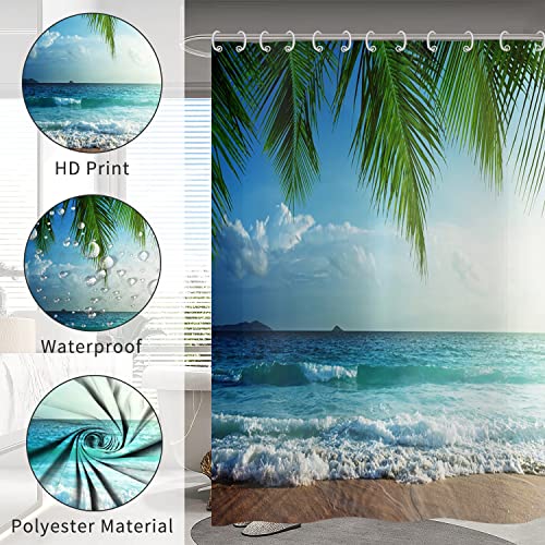 Rideau de douche océan plage 180x200 cm en polyester imperméable