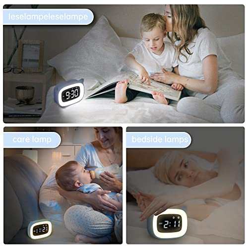 Nesifee Digital Alarm Clock, Children's Alarm Clock With Light, Led Night Light, Children's Alarm Clock, Without Ticking, Table Clock,Blue #TOP6