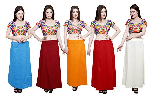 Image of Pistaa's combo of Women's Cotton Best Plain Solid Indian Readymade Inskirt Saree petticoats