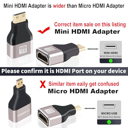 Adaptador Mini HDMI a HDMI 2-Pack soporta 8K@60Hz miniatura 2