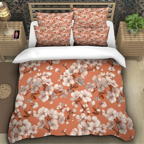 Linge de lit fleur de cerisier tissu haut de gamme toucher doux 3D