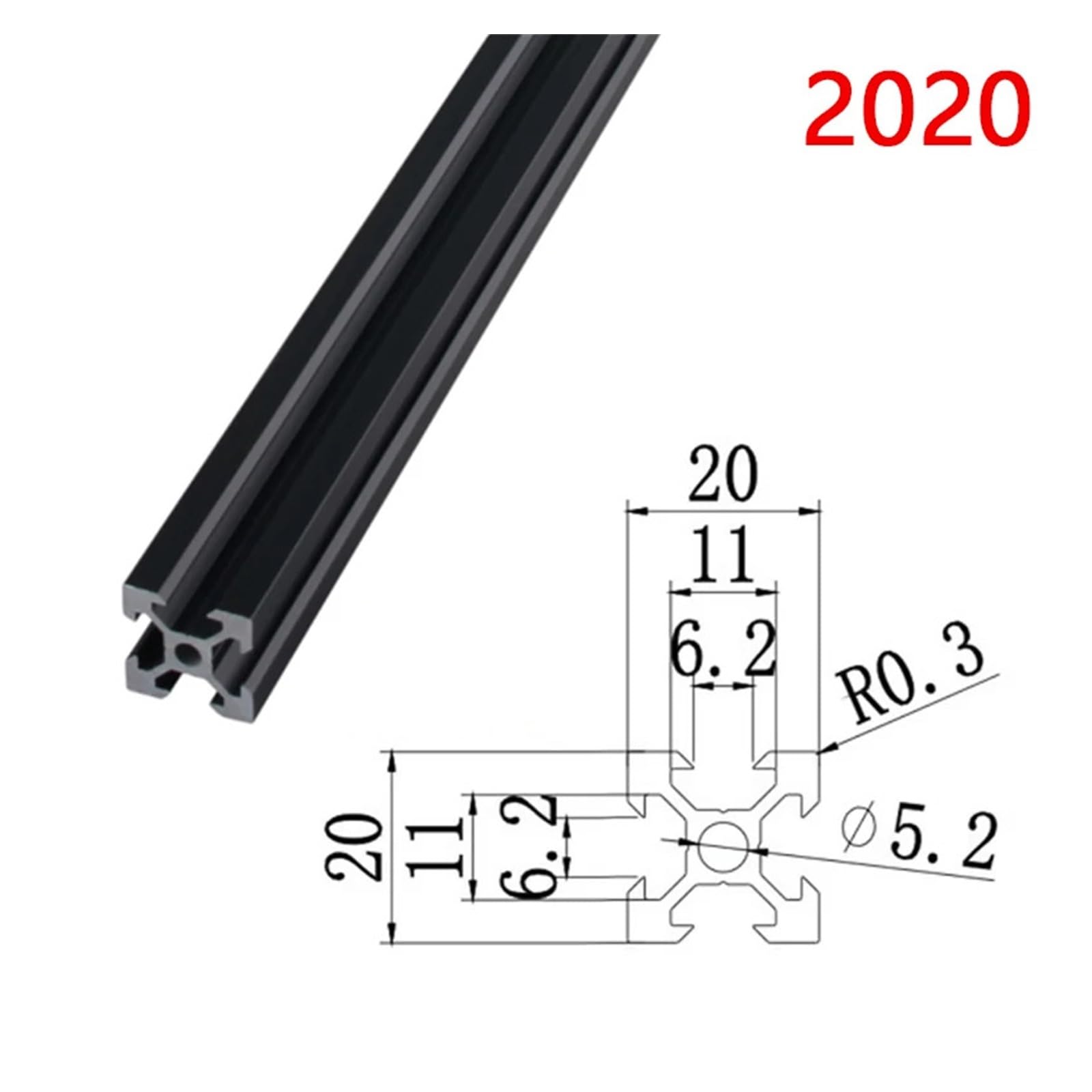 Aluminiumprofile Linearschiene 4 teile/los SCHWARZ 2020 V-slot Aluminium Profil Eloxiert 100mm Linear Schiene