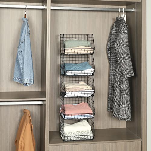 5-Tier-Closet-Hanging-Organizer-Clothes-Hanging-Shelves-with-4-Hanging-Hooks-5-S-Hooks-Wire-Storage-Basket-Bins-for-Clothing-Sweaters-Shoes-Handbags-Clutches-Accessories-Patent-Design